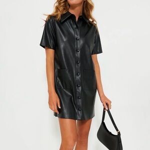 TUCKERNUCK Black Leather Violetta Shirt Dress M